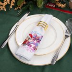 Personalized Cartoon Character Pink Bow Flower Initial 100% Cotton Christmas Table Napkin with Name Table Decoration Christmas Gift for Family Friend