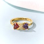 Personalized Heart Birthstones Infinity Ring with Engraved Names and Text Birthday Anniversary Engagement Gift for Women