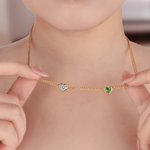 Personalized 1-5 Heart-Shaped Birthstones Necklace Exquisite Jewellery Mother's Day Birthday Anniversary Gift for Women