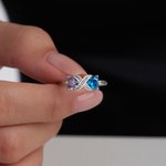 Personalized Heart Birthstones Infinity Ring with Engraved Names and Text Birthday Anniversary Engagement Gift for Women