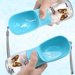 Gepersonaliseerde 3D Cartoon Hond Kat Ontwerp 2-in-1 Waterfles met Drinking Feeder en Naam Huisdier Buitenshuis Benodigdheden Verjaardagscadeau voor Huisdierbezitters