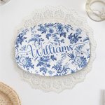 Personalised Vintage Toile De Jouy Decorative Platter with Stand and Text Aesthetic Home Decor Housewarming Wedding Gift for Brides Family Friends