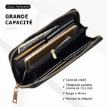 Portefeuille à Motif Floral Personnalisé avec Nom Accessoire en Cuir PU Multi-compartiments Fermeture Éclair Cadeau Anniversaire pour Femme