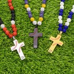 Personalized Magnetic Sparkle Rhinestone Beaded Baseball or Softball Cross Necklace with Number Game Day Birthday Gift for Ball Game Lovers
