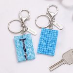 Personalized Swimming Pool Water Ripples Keychain with Engraved Name Tag Birthday Anniversary Gift for Swimmer Swimming Lover
