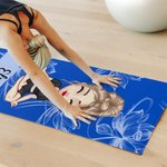 Personalised Cartoon Yoga Character Super Absorbent Yoga Towel Mat with Name and Mesh Pocket Sports Accessories Birthday Gift for Yoga Lovers Women