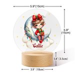 Gepersonaliseerde Dreamy Kerst Elf Maan Wolk LED Nachtlampje met Naam en Houten Base Nursery Room Decor Kerstcadeau voor Baby Kid