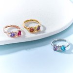 Personalized Heart Birthstones Infinity Ring with Engraved Names and Text Birthday Anniversary Engagement Gift for Women