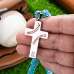 Personalized Magnetic Sparkle Rhinestone Beaded Baseball or Softball Cross Necklace with Number Game Day Birthday Gift for Ball Game Lovers