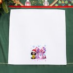 Personalized Cartoon Character Pink Bow Flower Initial 100% Cotton Christmas Table Napkin with Name Table Decoration Christmas Gift for Family Friend