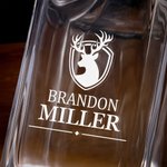 Personalized Engraved Deer Silhouette Decanter with Initial Name and Wooden Storage Box Birthday Christmas Gift for Bartender Whiskey Lover