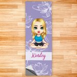 Personalised Cartoon Yoga Character Super Absorbent Yoga Towel Mat with Name and Mesh Pocket Sports Accessories Birthday Gift for Yoga Lovers Women