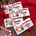 Personalized Cartoon Character Santa Hat Initial Card Wallet with Name Year and Envelope for Cash Christmas Gift for Family Kids