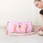 Borsa da danza personalizzata a righe a tema danza classica con nome e tracolla regalo di compleanno per ragazze e amanti della danza