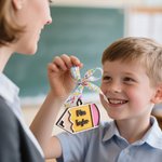 Personlig Apple Pencil Ribbon Lanyard Nyckelring Väska Charm med text Lärare Uppskattning Present för lärare