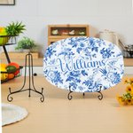 Personalised Vintage Toile De Jouy Decorative Platter with Stand and Text Aesthetic Home Decor Housewarming Wedding Gift for Brides Family Friends