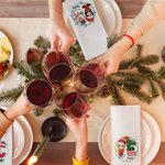 Personalisierte Weihnachtsmannmütze Cartoon Charakter 100% Baumwolle wiederverwendbare Serviette mit Namen und Initialen Tischdekoration Weihnachtsgeschenk für Familie Freund