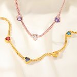 Personalized 1-5 Heart-Shaped Birthstones Necklace Exquisite Jewellery Mother's Day Birthday Anniversary Gift for Women