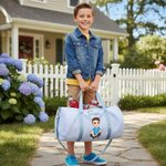 Personalized Cartoon Character Large Canvas Duffle Bag with Name Travel Birthday Gift for Boys Girls