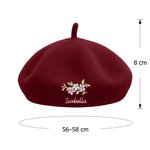 Personalisierte Blumen Design Baskenmütze aus Wolle mit Namensstickerei Geburtstag Jahrestag Geschenk für Damen