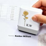 Personalised Birth Flower Name Portable Stamp Daily Use Birthday Gift for Business Partners Friends Family