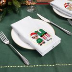 Personalisierte Weihnachtsmannmütze Cartoon Charakter 100% Baumwolle wiederverwendbare Serviette mit Namen und Initialen Tischdekoration Weihnachtsgeschenk für Familie Freund