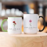 Tasse en Céramique 325 - 445 ml Personnalisée avec Fleur de Naissance Texte et Date Cadeau Brunch de Mariée Fête de Mariage pour Maman