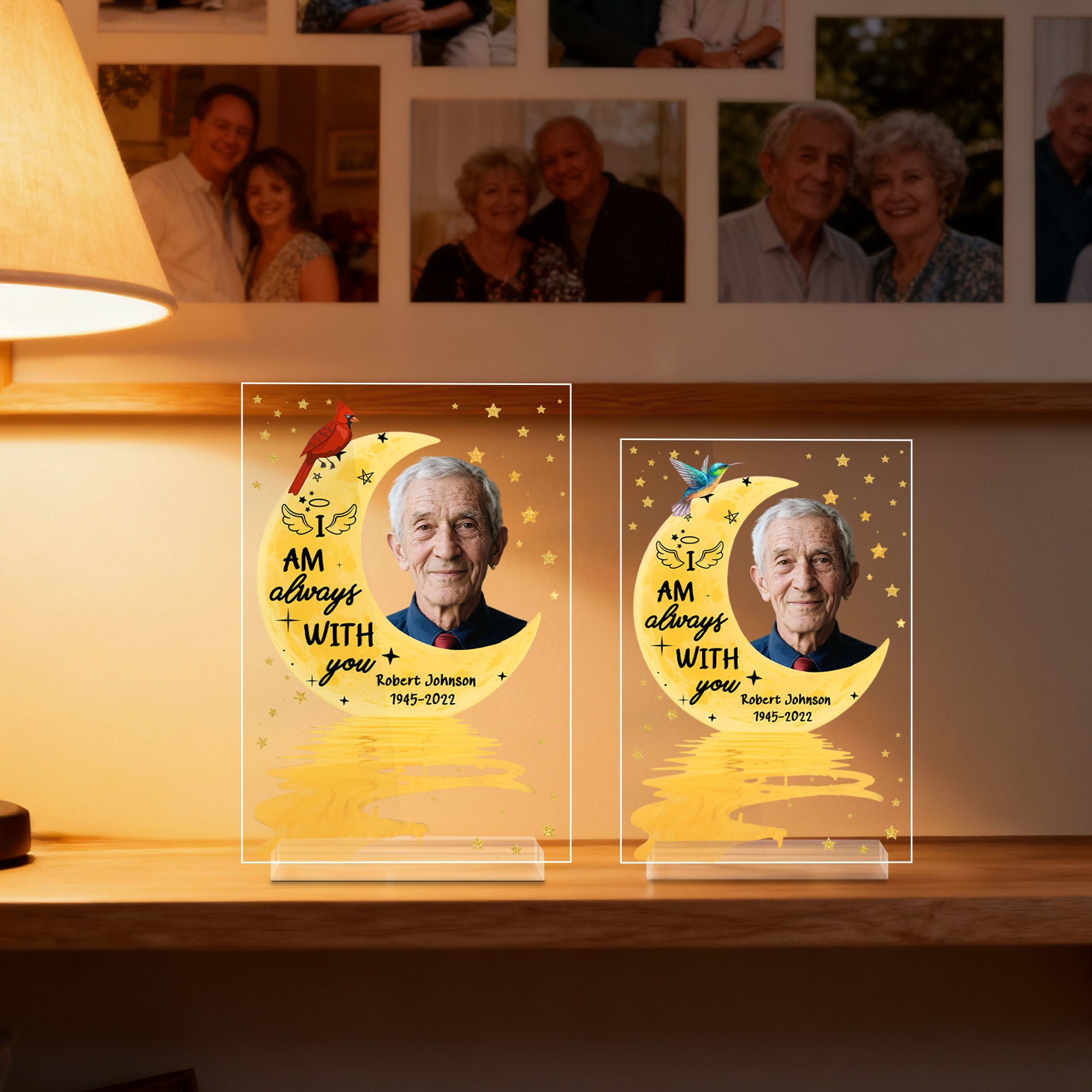 Plaque personnalisée en acrylique avec photo, nom et année Cadeau pour la famille