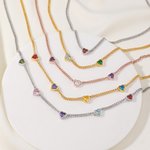 Personalized 1-5 Heart-Shaped Birthstones Necklace Exquisite Jewellery Mother's Day Birthday Anniversary Gift for Women