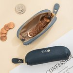 Personalised Birth Flower Multicolor Mini Genuine Leather Coin Handbag Makeup Bag with Name Travel Essential Birthday Annivesary Gift for Women