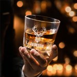 Personalized Engraved Deer Silhouette Decanter with Initial Name and Wooden Storage Box Birthday Christmas Gift for Bartender Whiskey Lover