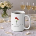 Tasse en Céramique 325 - 445 ml Personnalisée avec Fleur de Naissance Texte et Date Cadeau Brunch de Mariée Fête de Mariage pour Maman