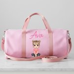Personalized Cartoon Character Large Canvas Duffle Bag with Name Travel Birthday Gift for Boys Girls