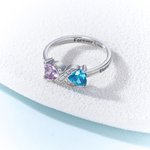 Personalized Heart Birthstones Infinity Ring with Engraved Names and Text Birthday Anniversary Engagement Gift for Women