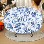 Personalised Vintage Toile De Jouy Decorative Platter with Stand and Text Aesthetic Home Decor Housewarming Wedding Gift for Brides Family Friends