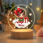 Gepersonaliseerde Dreamy Kerst Elf Maan Wolk LED Nachtlampje met Naam en Houten Base Nursery Room Decor Kerstcadeau voor Baby Kid