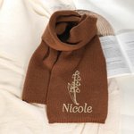 Personalized Embroidered Birth Flower Soft Warm Knit Scarf with Name Fashion Accessory Birthday Gift for Men Women Family