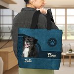 Bolsa grande personalizada con patrón retro 1-3 fotos de animal y nombre regalo de cumpleaños para dueña de perro y amantes de los animales