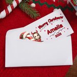 Personalized Cartoon Character Santa Hat Initial Card Wallet with Name Year and Envelope for Cash Christmas Gift for Family Kids