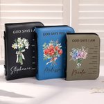 Personalized Multicolor Birth Flower Bouquet Bible Verses PU Leather Book Cover with Name and Title Birthday Baptism Gift for Christian Women