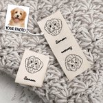 Personalised Line Pet Photo Cotton Sewing Label with Name Set of 10 Knitwear Accessories Birthday Gift for Knitting DIY Craft Pet Lovers