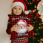 Henkilökohtainen Hyvää joulua Söpö sarjakuva Santa Claus Plaid heittää tyynyn kansi nimi Home Decor joululahja lapsille