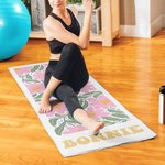 Personalized Floral Super Absorbent Yoga Towel with Name Sports Accessories Holiday Birthday Gift for Yoga Lovers Women