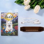 Personalized Brilliant Stained Glass Dog Cat Portrait Name Acrylic LED Night Light with Quote and Wooden Base Home Decor  Memorial Gift for Pet Owners