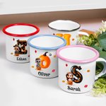Personalized Halloween Costume 3D Cartoon Character 12 oz Enamel Mug with Name and Initial Halloween Party Gift for Family Friends