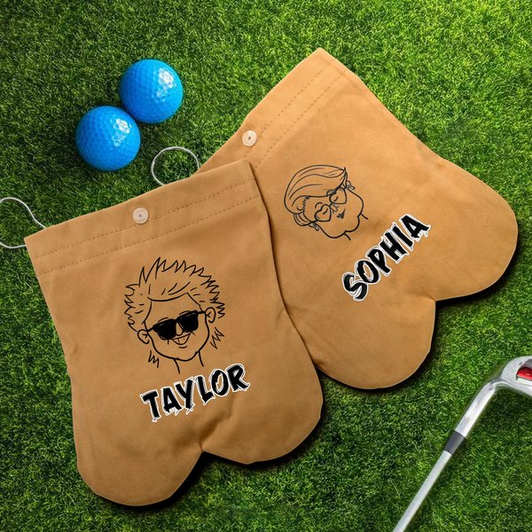 Personalised Comic Style Avatar Golf Ball Bag Sack with 2 Golf Balls Golf Accessories Birthday Gift for Golfer Golf Player