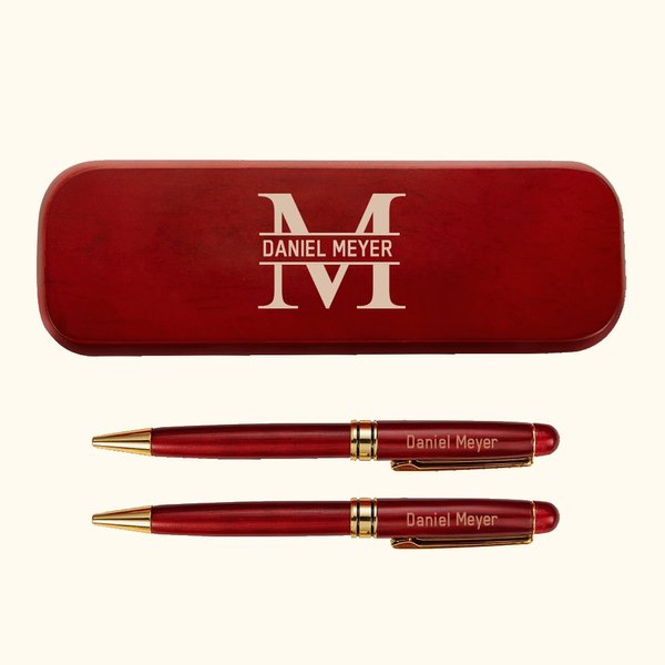 Gepersonaliseerde Houten Balpen met Etui-set en Gegraveerde Monogram Verjaardag Afstuderen Zakelijk Cadeau voor Leraren Artsen en Studenten