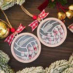 Personalisierte Santa Hut Volleyball hölzerne Weihnachten Shaker Ornament mit Team und 6-14 Mitglied Namen Weihnachtsbaumschmuck Geschenk für Volleyball-Liebhaber