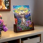 Personalized Brilliant Stained Glass Dog Cat Portrait Name Acrylic LED Night Light with Quote and Wooden Base Home Decor  Memorial Gift for Pet Owners