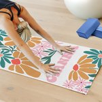 Personalized Floral Super Absorbent Yoga Towel with Name Sports Accessories Birthday Gift for Yoga Lovers Friends